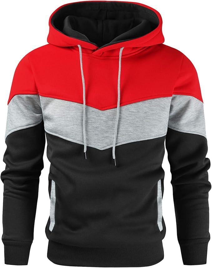 Men's Color Block Casual Sports Hoodie Top