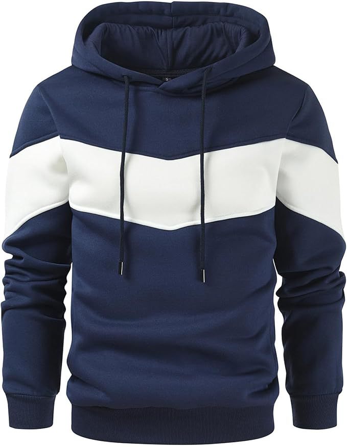 Men's Color Block Casual Sports Hoodie Top