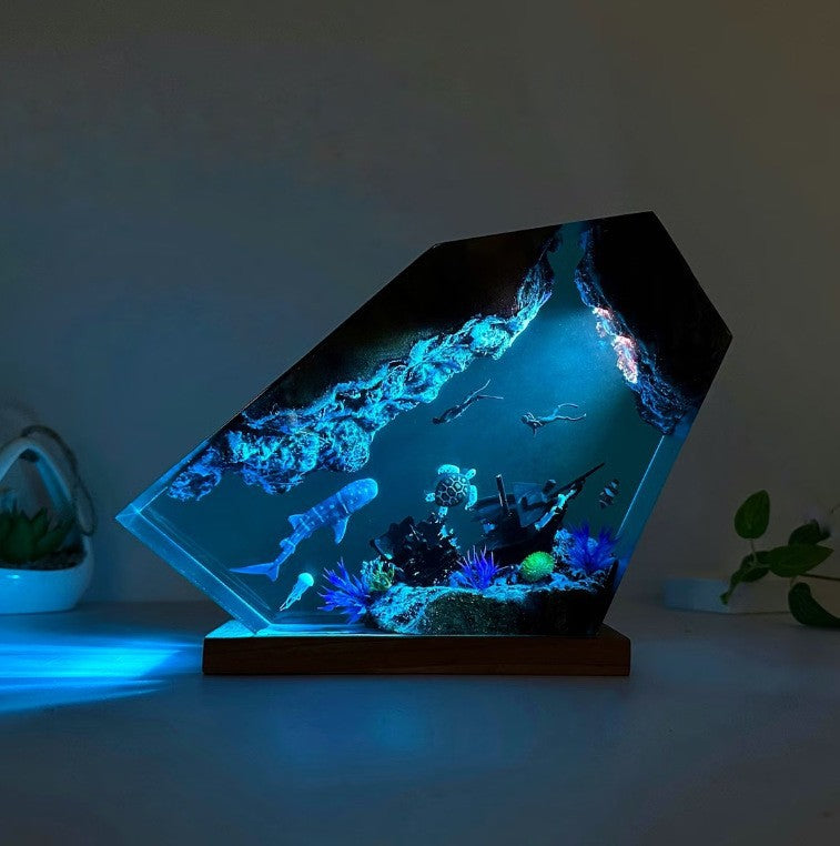 Whale Turtle Human Diving Night Light