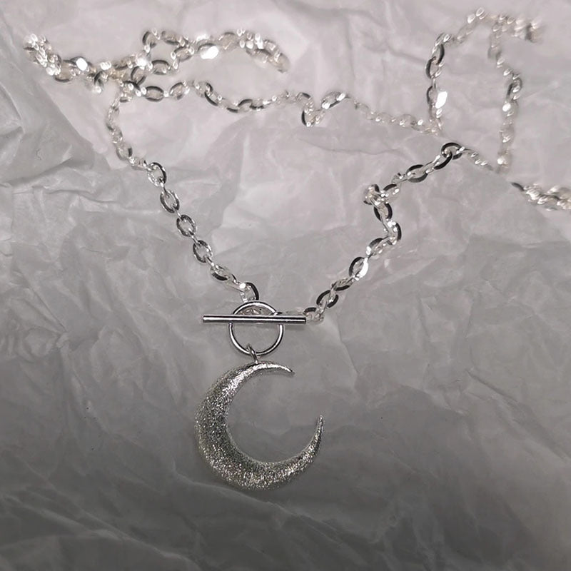 Luxury S925 Silver Sparkling Moon Necklace