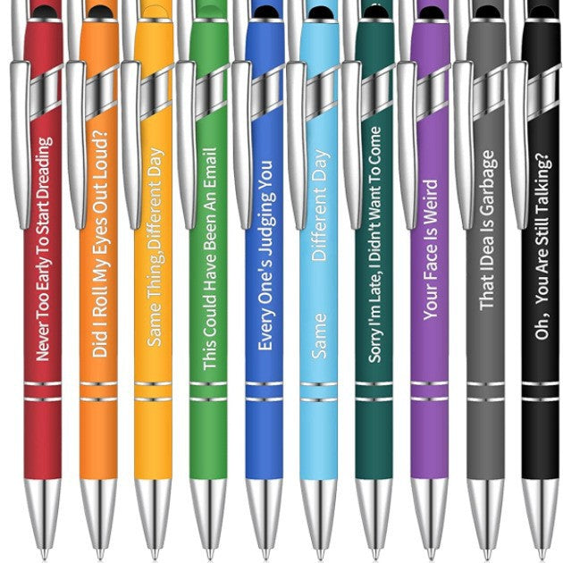 Funny Pens Set 10pcs Metal Ballpoint Pen