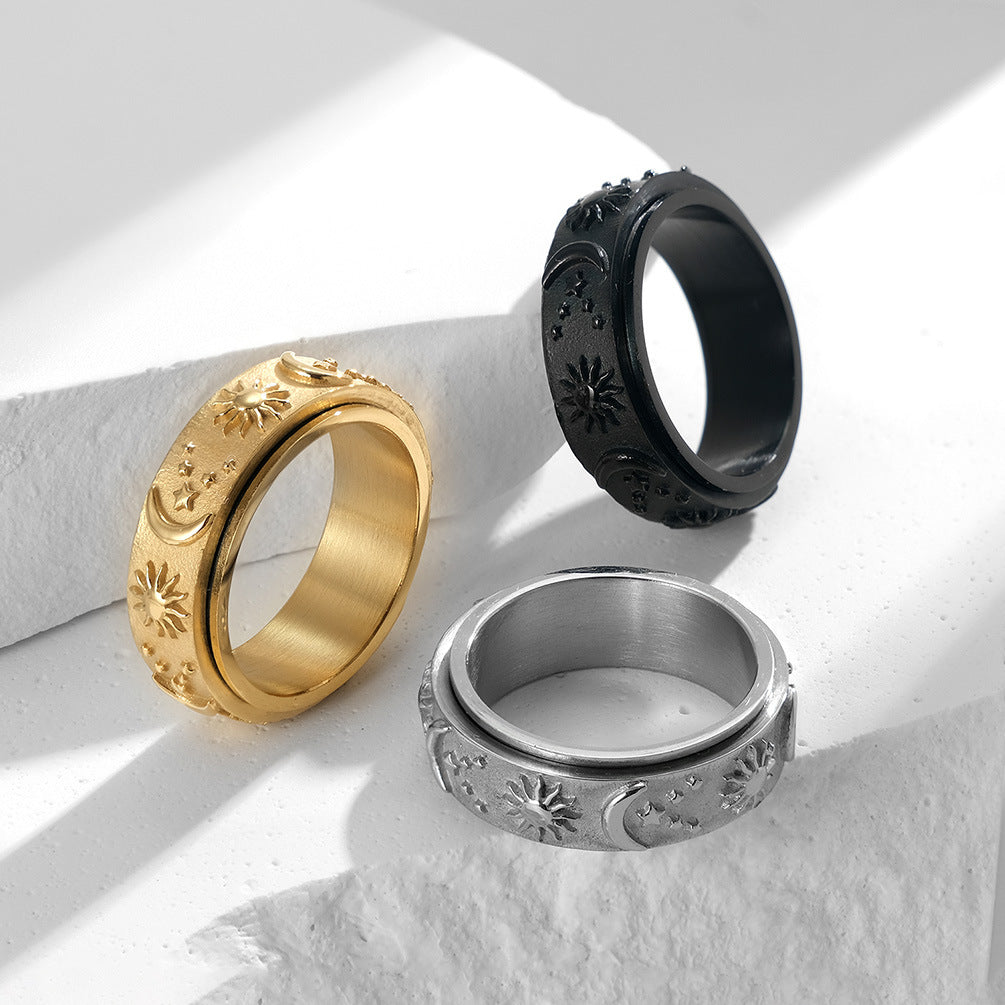 Stars Moon Sun Rotatable Ring