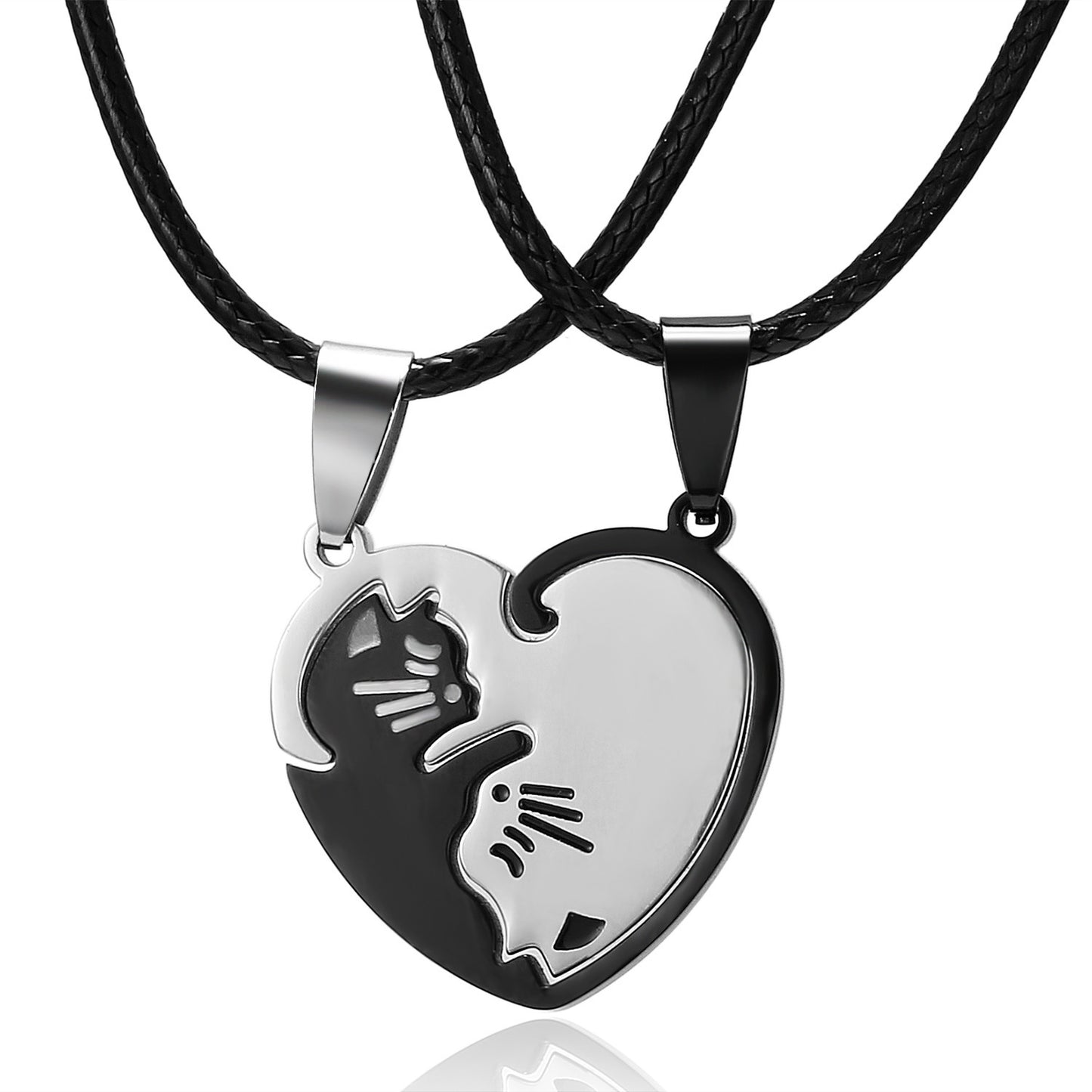 Yin Yang Cat Perfect Matching Couple Necklace Set