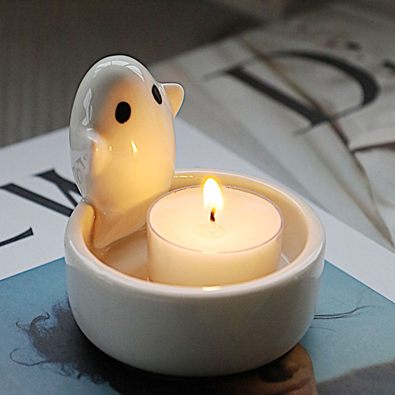 Ceramic Ghost Candlestick Ornament
