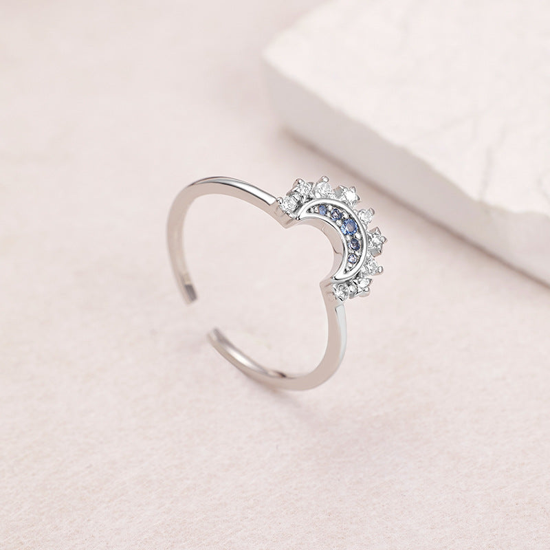 S925 Silver Sun and Moon Couple Ring