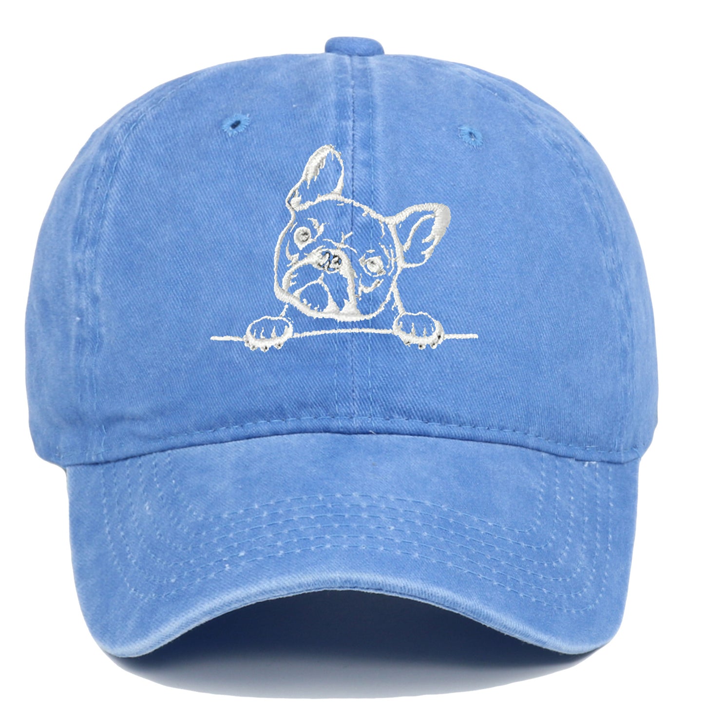 Bulldog Embroidered Cotton Washed Baseball Cap