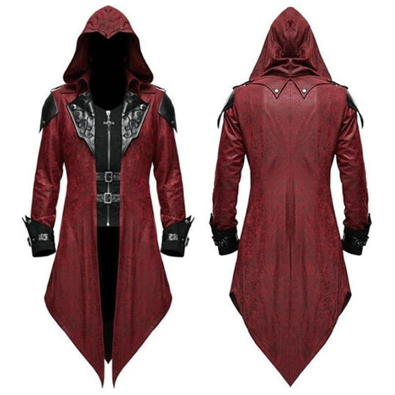 Retro Medieval Zipper Hooded Jacket Costume
