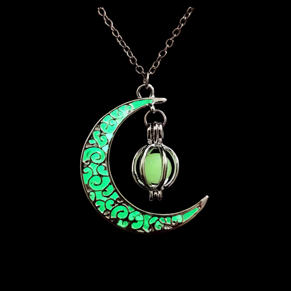 Luminous Moon Pumpkin Pendant Necklace