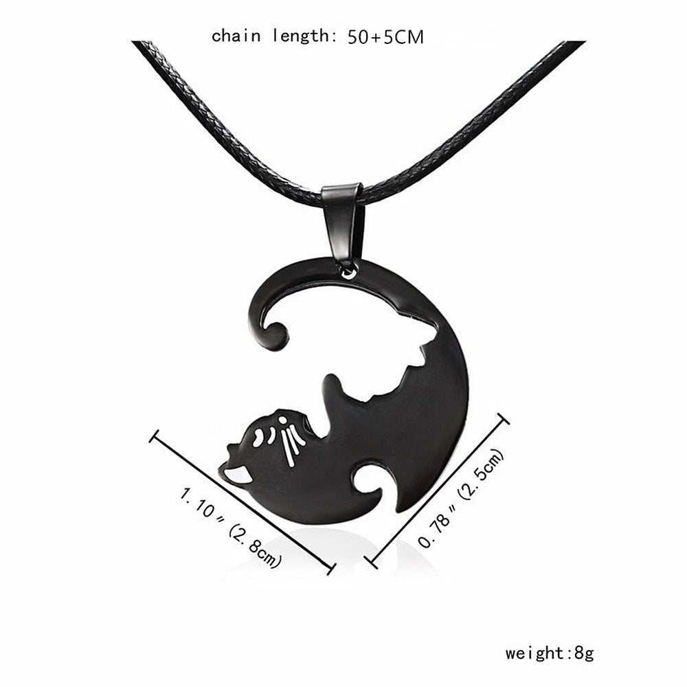 Yin Yang Cat Perfect Matching Couple Necklace Set
