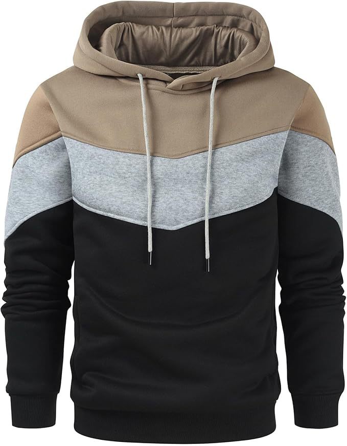 Men's Color Block Casual Sports Hoodie Top