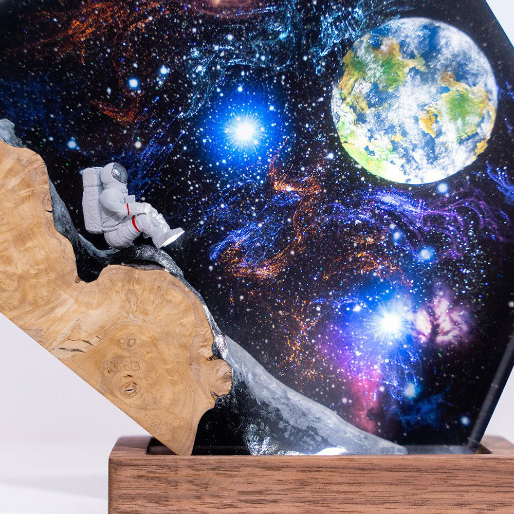 Interstellar Space Galaxy Resin Wood Night Light