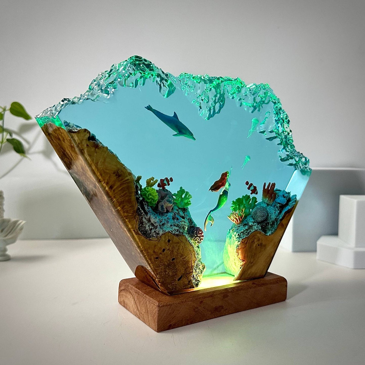 Dolphin and Mermaid Resin Night Light