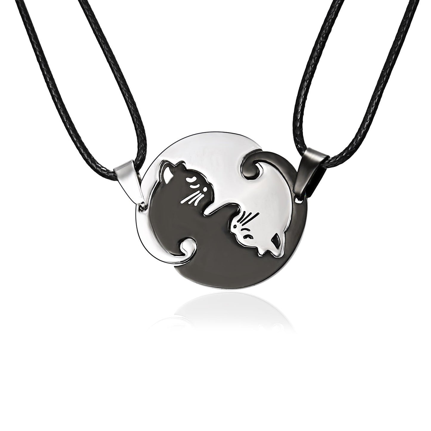 Yin Yang Cat Perfect Matching Couple Necklace Set