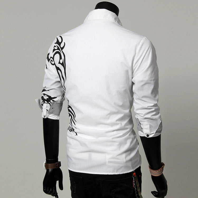 Dragon Pattern Slim-fitting Men's Shirt