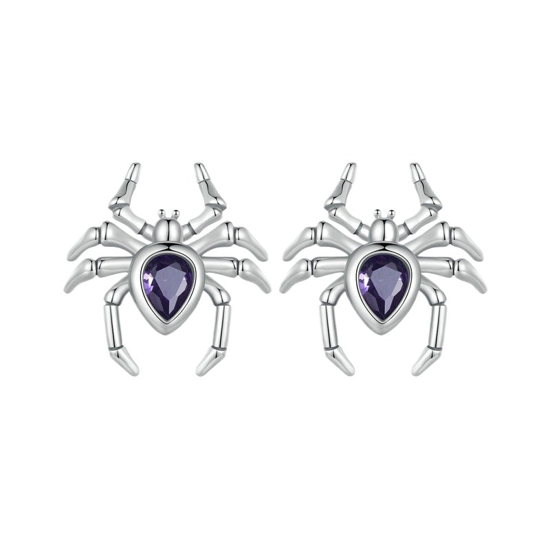 Sterling Silver Spider Stud Earrings