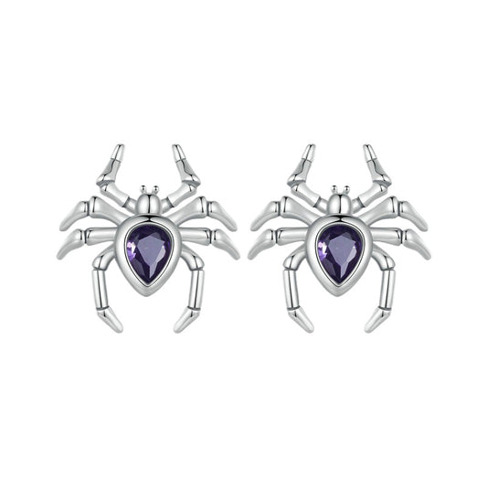 Sterling Silver Spider Stud Earrings
