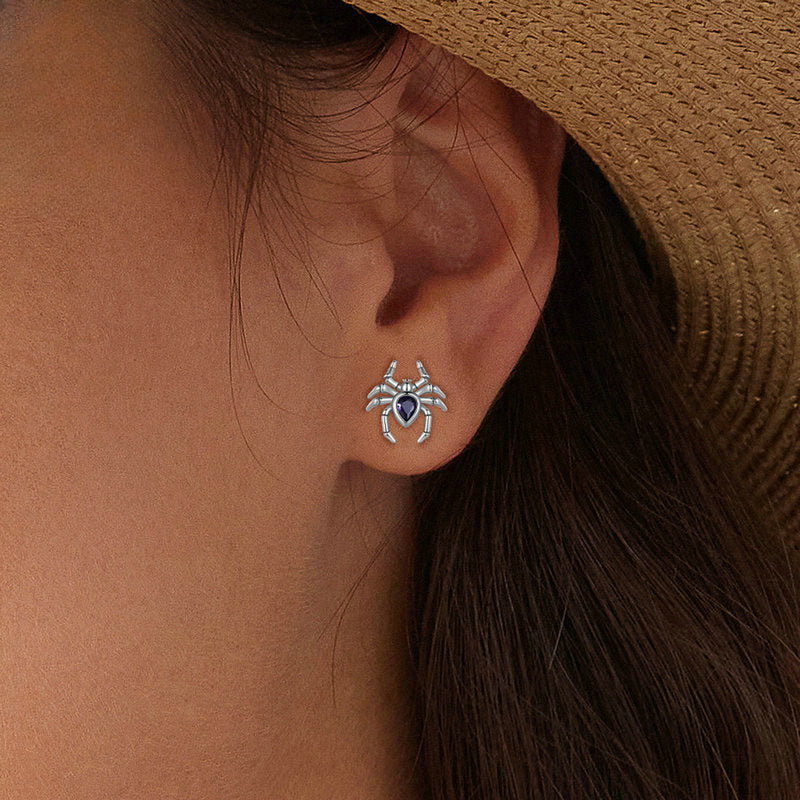 Sterling Silver Spider Stud Earrings